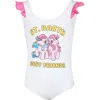Mc2 Saint Barth White Swimsuit For Girl With My Little Pony Print In White