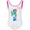 MC2 SAINT BARTH WHITE SWIMSUIT FOR GIRL WITH SMURFETTE