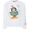 Mc2 Saint Barth White T-shirt For Baby Kids With Mickey Mouse In White