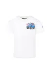Mc2 Saint Barth White T-shirt For Boy With Car In White