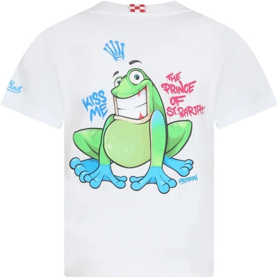 Mc2 Saint Barth Kids' White T-shirt For Boy With Frog And Logo