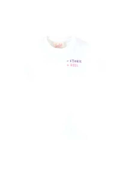 MC2 SAINT BARTH WHITE T-SHIRT FOR GIRL WITH LOGO
