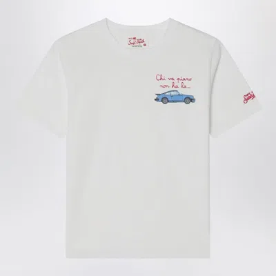 Mc2 Saint Barth White T-shirt With Car Print