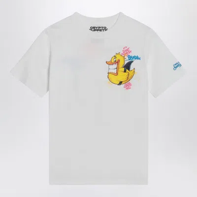 Mc2 Saint Barth White T-shirt With Crypto Duck Print