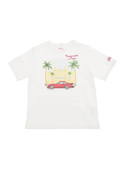 Mc2 Saint Barth Kids' White T-shirt With Mando Tutto A Monte Embroidery In Jersey Baby
