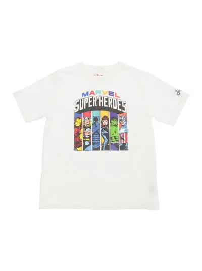 Mc2 Saint Barth Kids' White T-shirt With Marvel Super Heroes Print In Cotton Baby