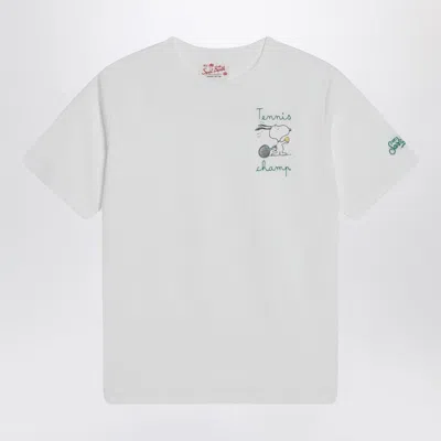 Mc2 Saint Barth White T-shirt With Snoopy Tennis Print