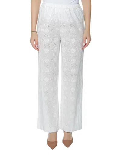 Mc2 Saint Barth Wide-leg Pants With Intricate Eyelet Lace Detail In Animal Print