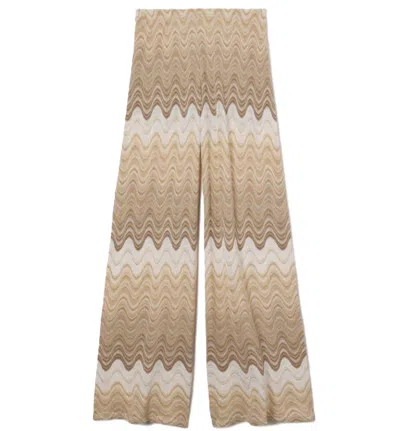 Mc2 Saint Barth Wide-leg Pants With Wavy Zigzag Pattern In Multi