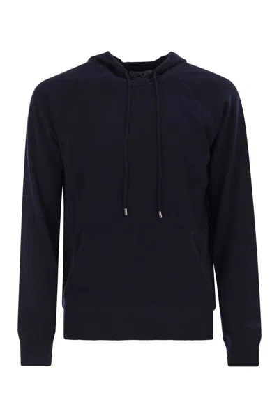 Mc2 Saint Barth Wilbur - Merino Wool Hooded Jumper In Blue