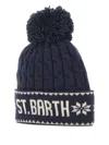 Mc2 Saint Barth Wilhelm Cable-knit Pompom Beanie In Black