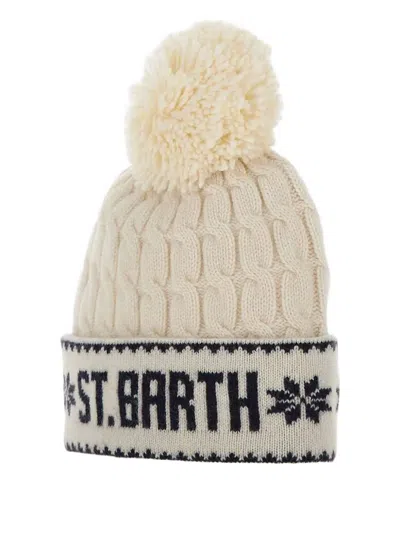 Mc2 Saint Barth Wilhelm Cable-knit Pompom Beanie In Neutral