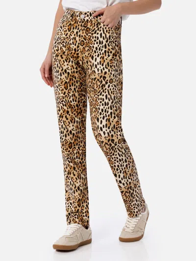 Mc2 Saint Barth Woman Animalier Print Denim Belleville In Beige