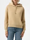 Mc2 Saint Barth Woman Beige Fleeced Cotton Hooded Sweatshirt Mindy In White