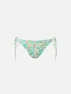 Mc2 Saint Barth Woman Betsy Cheeky Swim Briefs Miami Made With Liberty Fabric In Green
