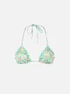 Mc2 Saint Barth Woman Betsy Classic Triangle Beach Top Sagittarius Made With Liberty Fabric In Green