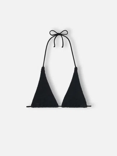 Mc2 Saint Barth Woman Black Crinkle Triangle Top Guiana