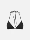Mc2 Saint Barth Woman Black Lurex Crinkle Triangle Top In Black