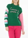 Mc2 Saint Barth Slogan-embroidered Patterned-jacquard Jumper In Green