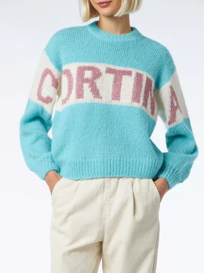 Mc2 Saint Barth Woman Boxy Shape Soft Sweater With Cortina Jacquard In Multi