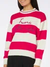 Mc2 Saint Barth Woman Boxy Shape Soft Sweater With Fuori Dalle Righe Embroidery In White