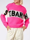 Mc2 Saint Barth Intarsia-knit Mock-neck Jumper In Pink