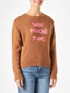 Mc2 Saint Barth Woman Brown Brushed Sweater With Embroidery