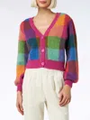 Mc2 Saint Barth Woman Brushed Cropped Cardigan With Puff Sleeves In Multicolor