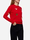 Mc2 Saint Barth Woman Brushed Sweater With Christmas Patches Appliquèe In Red