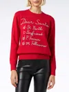 Mc2 Saint Barth Woman Brushed Sweater With Dear Santa List Embroidery In Red