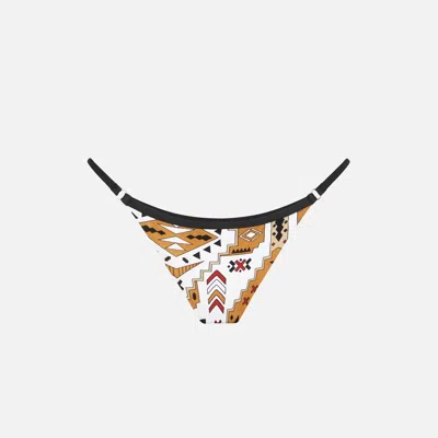 Mc2 Saint Barth Woman Cheeky Swim Briefs Jodene With Aztech Print In White