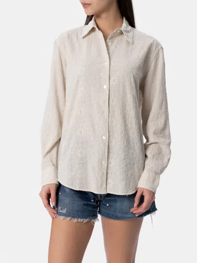 Mc2 Saint Barth Woman Classic Sangallo Cotton Shirt Meredith In White