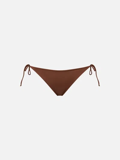 Mc2 Saint Barth Woman Classic Swim Briefs Virgo With Rhinestones In Brown