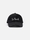 Mc2 Saint Barth Baseball Corduroy Cap With St. Barth Embroidery In Black