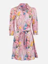 Mc2 Saint Barth Woman Cotton Dress Avery With Tropical Print In Pink