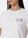 Mc2 Saint Barth Woman Cotton Jersey Crewneck T-shirt Emilie With Save Water, Drink Spritz Embroidery In White