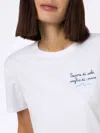 Mc2 Saint Barth Woman White Cotton Jersey Crewneck T-shirt Emilie With Bollicine Queen Embroidery In White