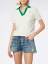 Mc2 Saint Barth Woman Cotton Knitted Polo Evonne Australian Brand Special Edition In White