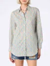 Mc2 Saint Barth Woman Cotton Shirt Brigitte With Emma & Georgina Print Made With Liberty Fabric In Yellow