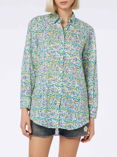 MC2 SAINT BARTH WOMAN COTTON SHIRT BRIGITTE WITH FLOWER PRINT