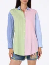 Mc2 Saint Barth Woman Cotton Shirt Brigitte With Multicolor Vichy Print And Saint Barth Embroidery In Pink