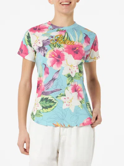 Mc2 Saint Barth Woman Cotton T-shirt With Ibiscus Print