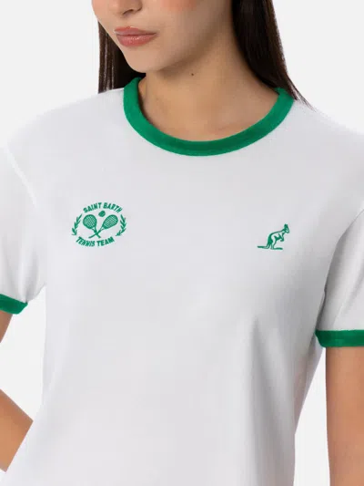 Mc2 Saint Barth Embroidered-logo Cotton T-shirt In White