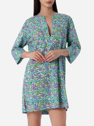 Mc2 Saint Barth Woman Cotton Tunic Dress Macha In Green