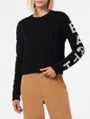 Mc2 Saint Barth Malmo Wool Blend Cable Knit Sweater In Black