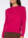 Mc2 Saint Barth Woman Crewneck Fuchsia Sweater With St. Barth Embroidery In Pink