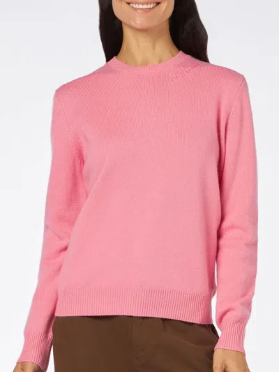 Mc2 Saint Barth Woman Crewneck Pink Sweater With St. Barth Embroidery