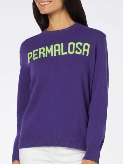 Mc2 Saint Barth Woman Crewneck Purple Sweater With Permalosa Print In Pink