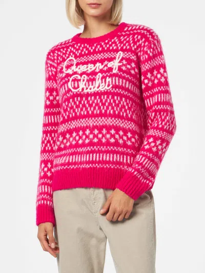 Mc2 Saint Barth Queen Of Chalet Fair-isle Jumper In Pink