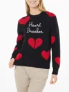 Mc2 Saint Barth Woman Crewneck Sweater With Heart Breaker Embroidery In Black